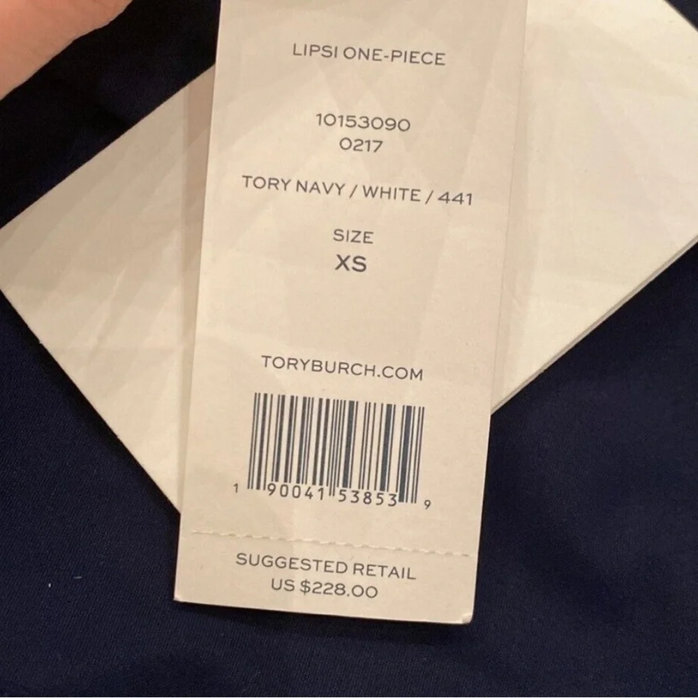 NWT Tory Burch Navy and White One Piece Bathing Suit